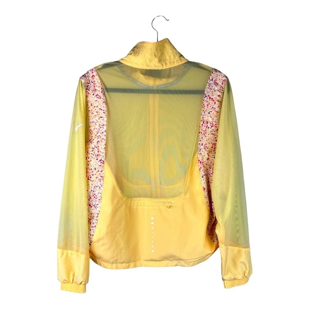 Nike Icon Clash Yellow Floral Packable Running Jacket Womens Medium Activewear